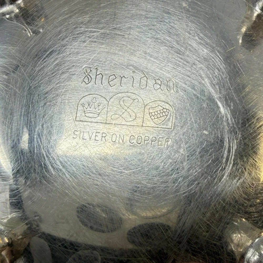 Vintage Sheridan‎ Sugar Bowl Silver on Copper